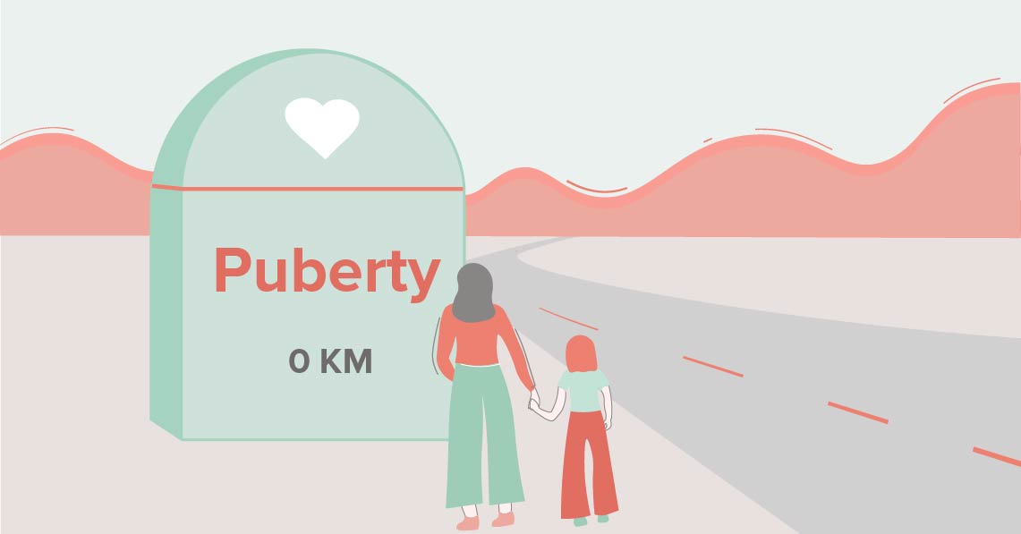 A girl gets her menstruation during puberty